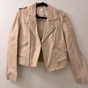 Maje light pink leather biker jacket